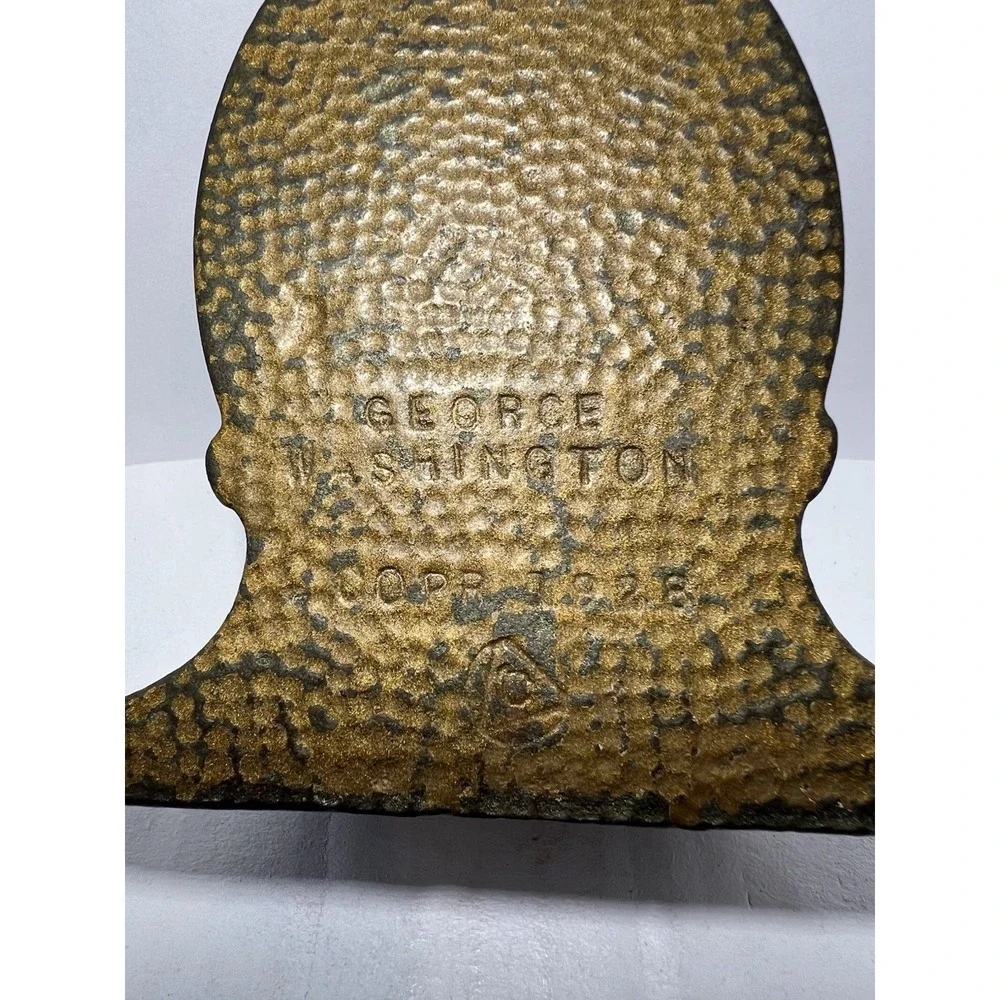 Cast Iron Bookend President George Washington Portrait COPR 1928